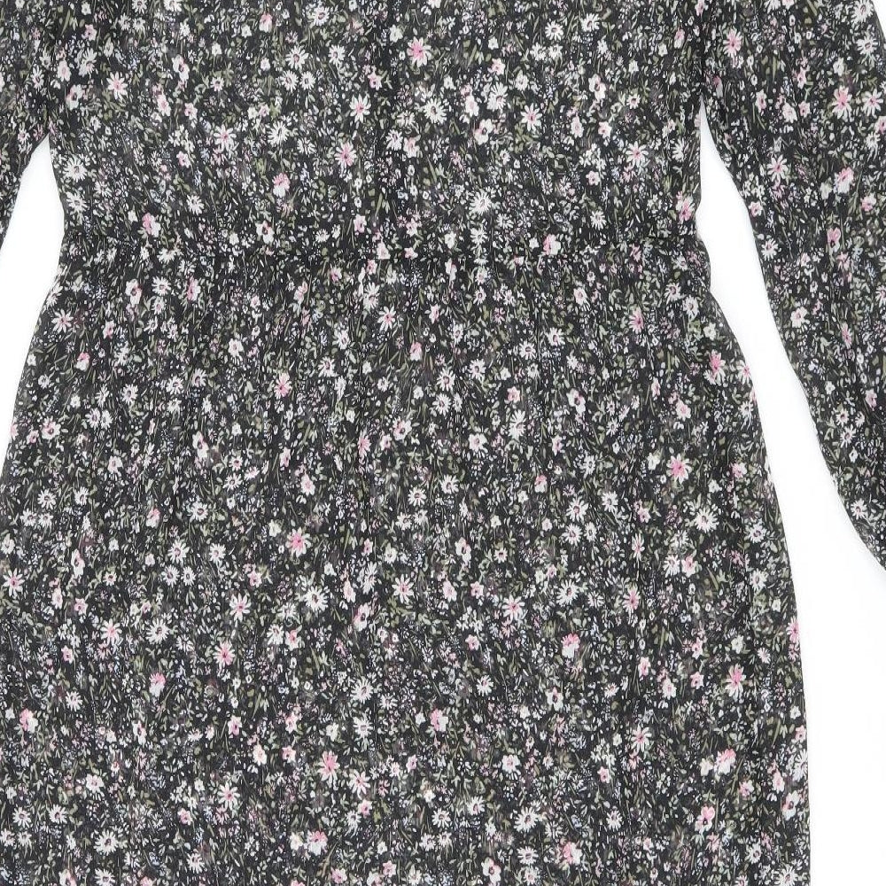 New Look Womens Multicoloured Floral Polyester A-Line Size 12 Round Neck Tie