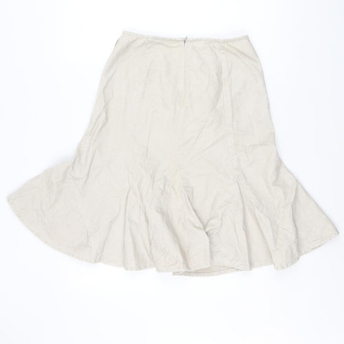 Per Una Womens Beige Cotton Swing Skirt Size 18 Zip