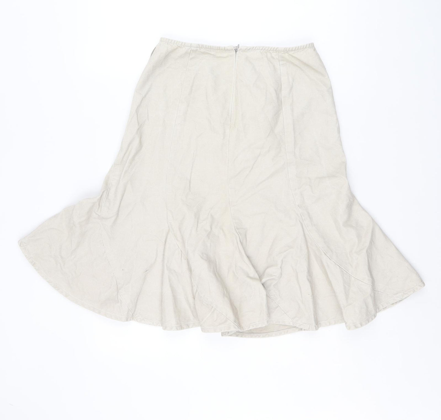 Per Una Womens Beige Cotton Swing Skirt Size 18 Zip