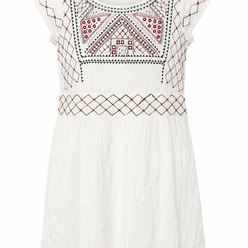Mango Womens Multicoloured Geometric Viscose A-Line Size XS Round Neck Button