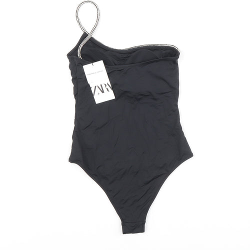 Zara Womens Black Polyurethane One Piece Size S - One Shouder