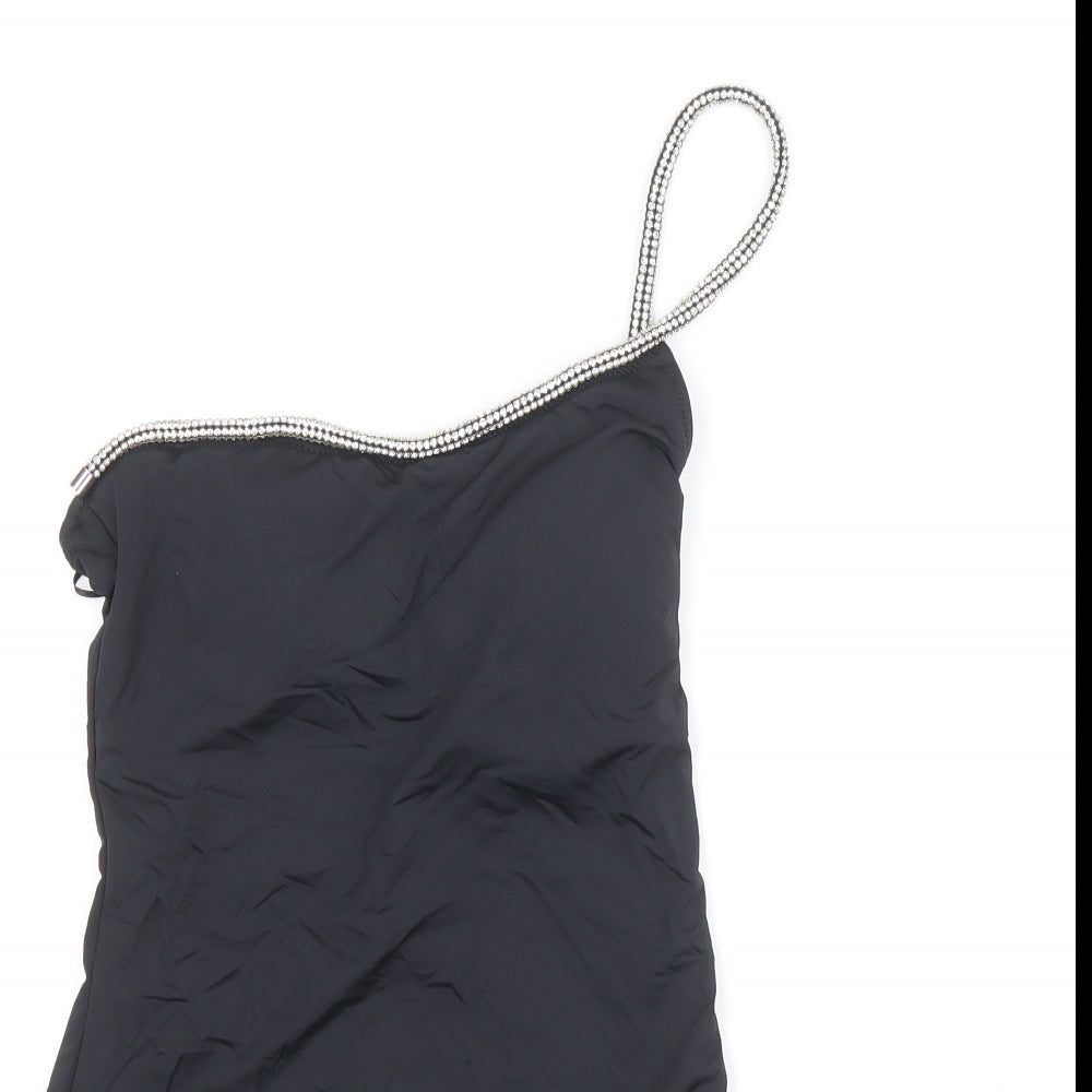 Zara Womens Black Polyurethane One Piece Size S - One Shouder