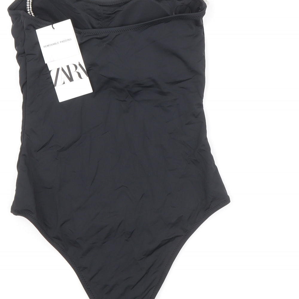 Zara Womens Black Polyurethane One Piece Size S - One Shouder