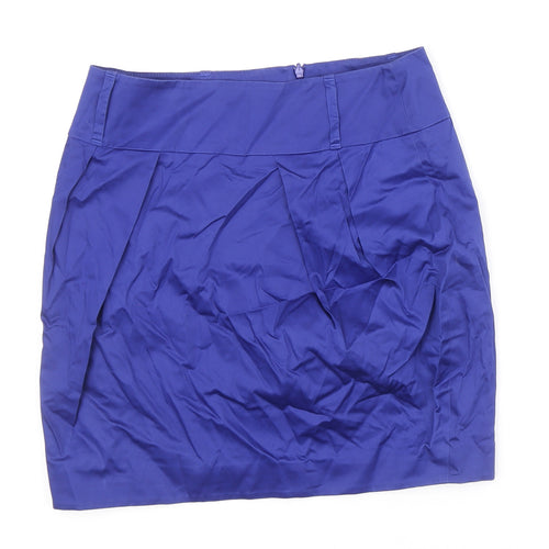 Karen Miller Womens Blue Cotton A-Line Skirt Size 12 Zip