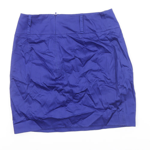 Karen Miller Womens Blue Cotton A-Line Skirt Size 12 Zip
