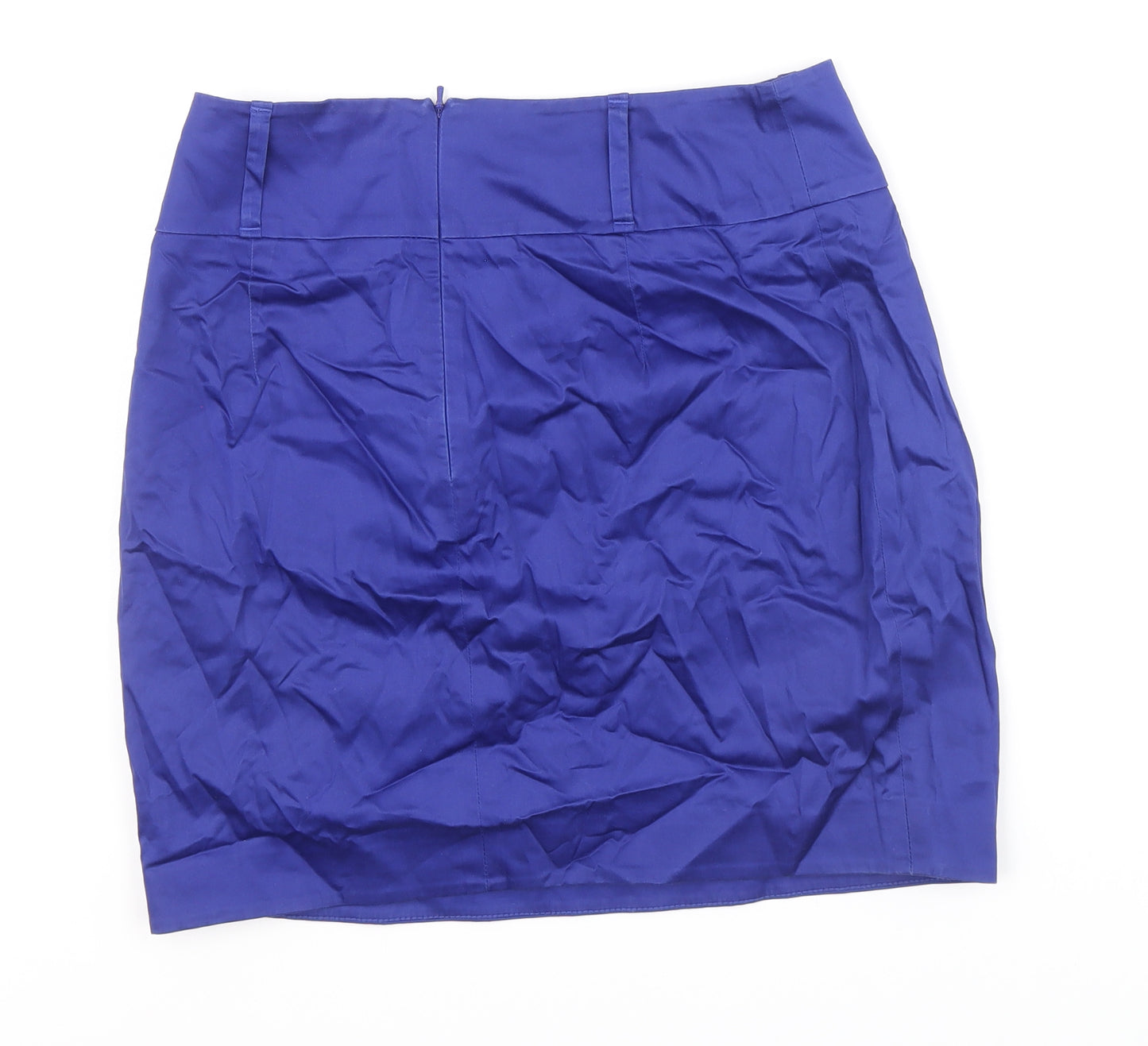 Karen Miller Womens Blue Cotton A-Line Skirt Size 12 Zip