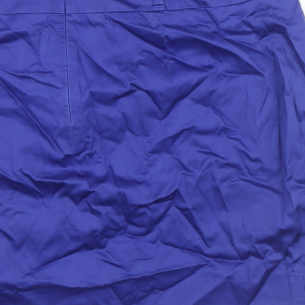 Karen Miller Womens Blue Cotton A-Line Skirt Size 12 Zip