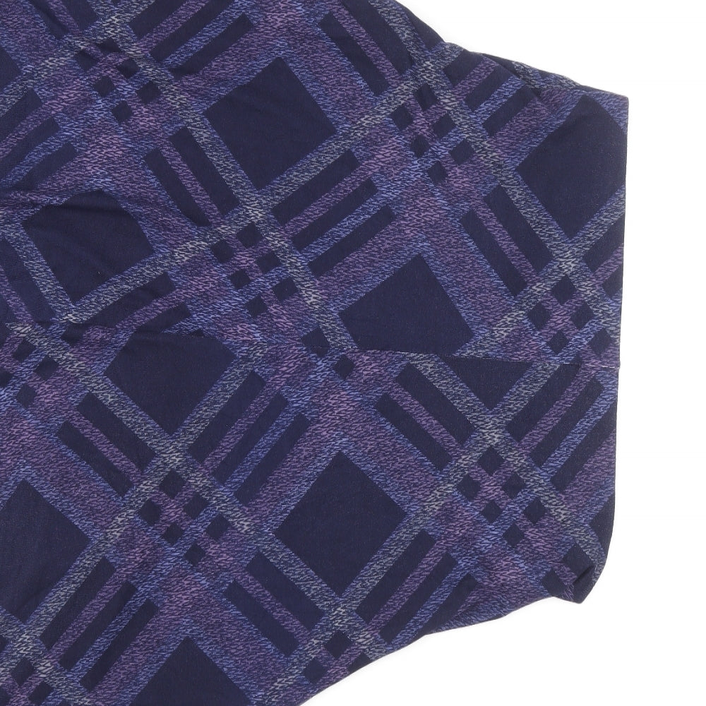 EWM Womens Blue Plaid Polyester Swing Skirt Size 14