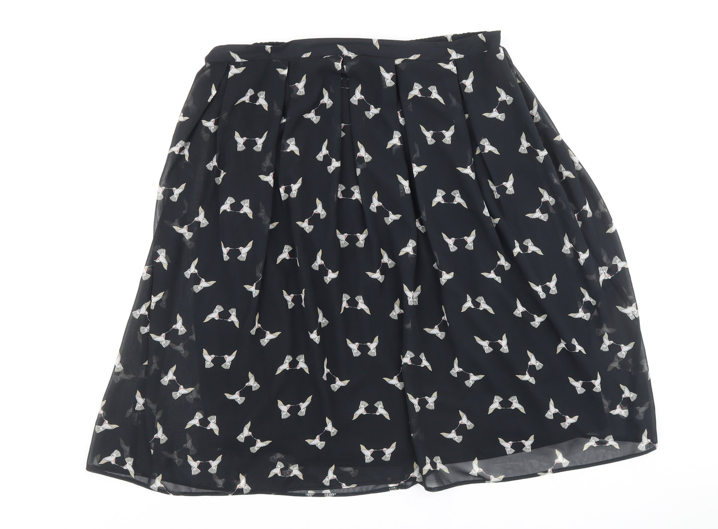Dorothy Perkins Womens Black Geometric Polyester Swing Skirt Size 18 - Bird pattern