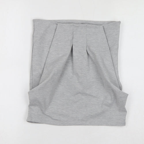 VILA Womens Grey Polyester A-Line Skirt Size S Zip