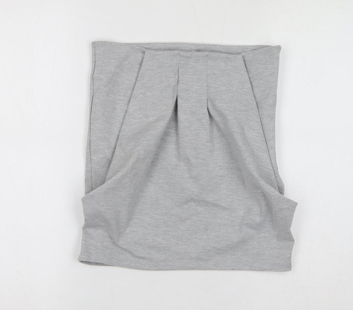 VILA Womens Grey Polyester A-Line Skirt Size S Zip