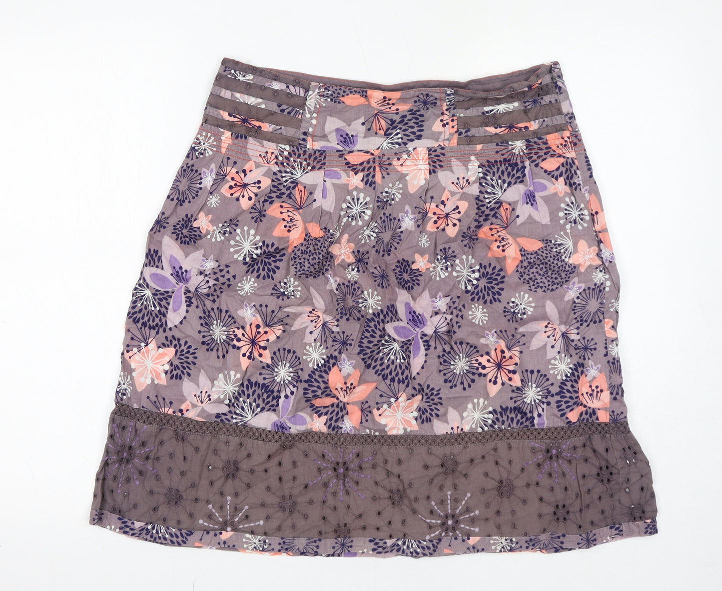 MANTARAY PRODUCTS Womens Pink Floral Cotton A-Line Skirt Size 12 Zip
