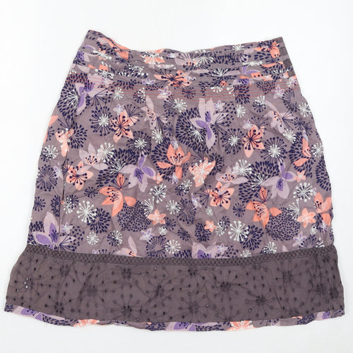 MANTARAY PRODUCTS Womens Pink Floral Cotton A-Line Skirt Size 12 Zip