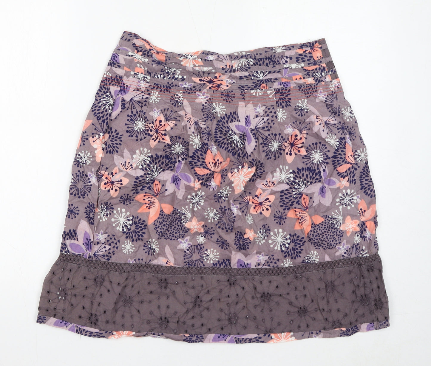MANTARAY PRODUCTS Womens Pink Floral Cotton A-Line Skirt Size 12 Zip