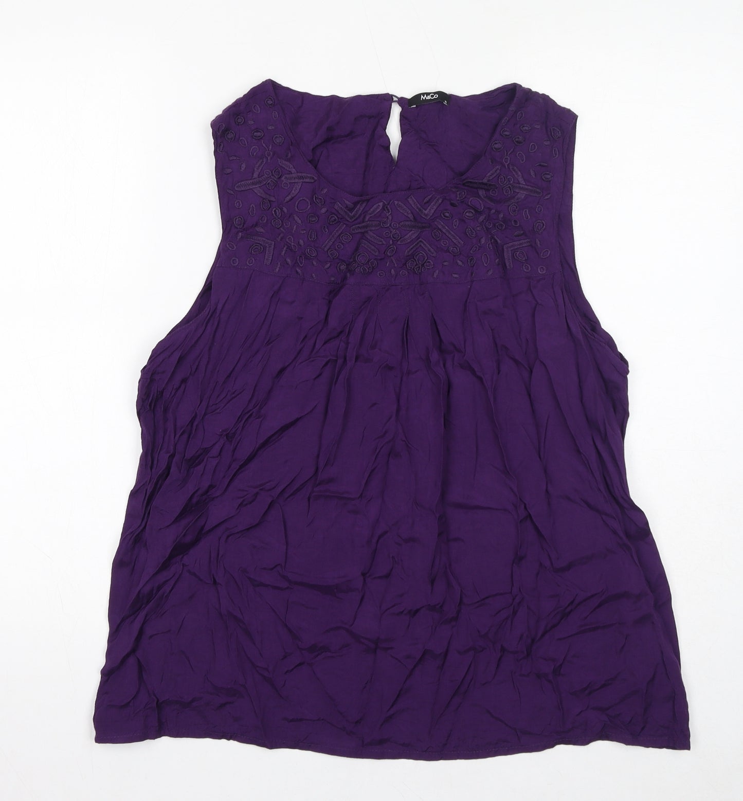 M&Co Womens Purple Viscose Basic Tank Size 18 Round Neck