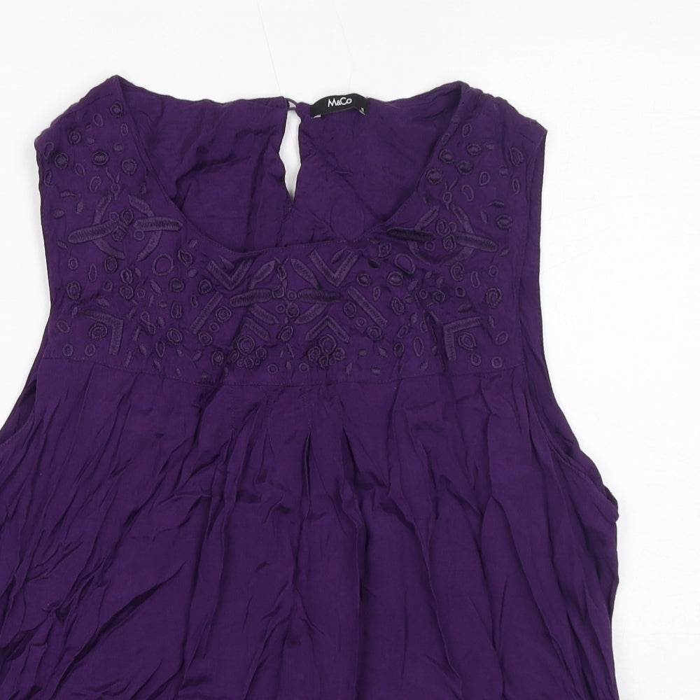 M&Co Womens Purple Viscose Basic Tank Size 18 Round Neck