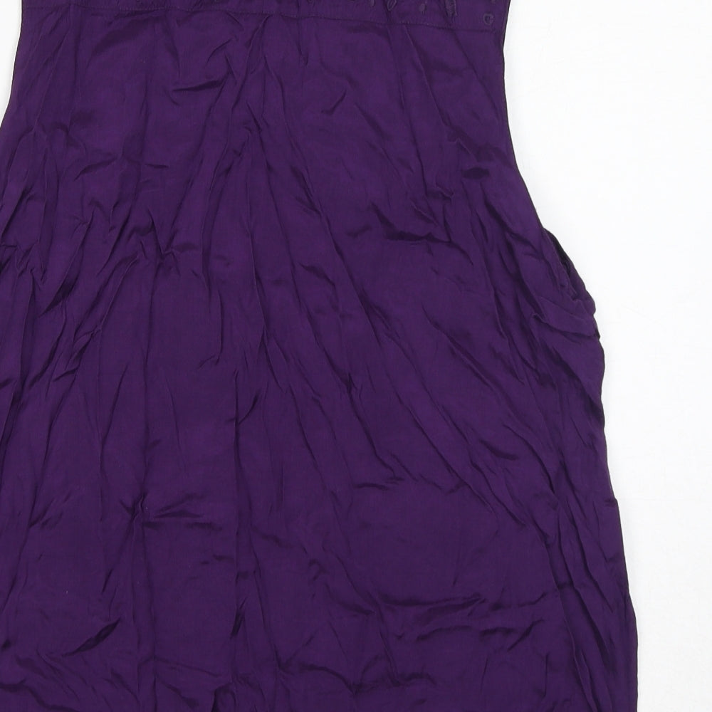 M&Co Womens Purple Viscose Basic Tank Size 18 Round Neck