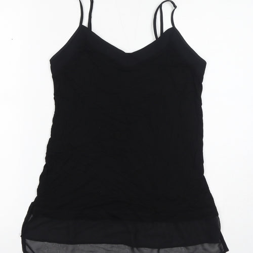 Oasis Womens Black Polyester Basic Tank Size S V-Neck