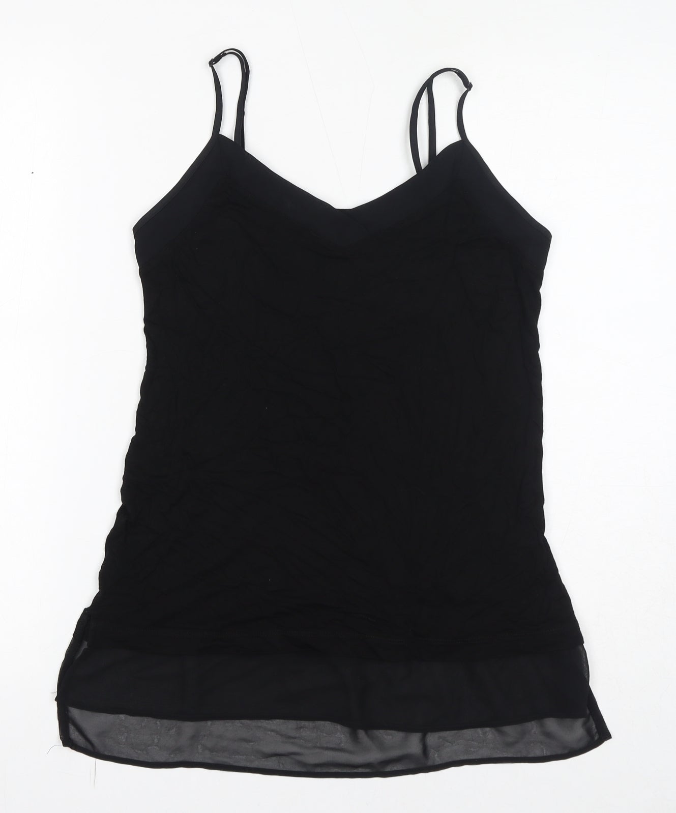 Oasis Womens Black Polyester Basic Tank Size S V-Neck