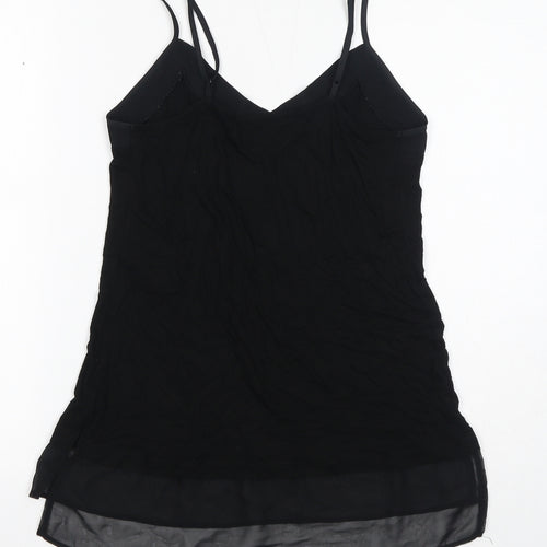 Oasis Womens Black Polyester Basic Tank Size S V-Neck
