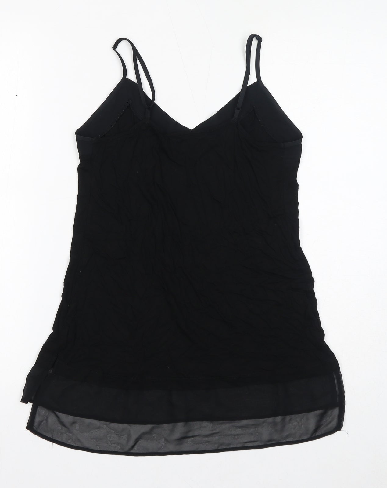 Oasis Womens Black Polyester Basic Tank Size S V-Neck
