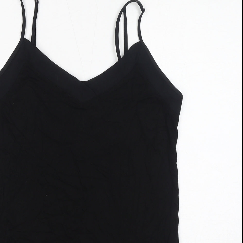 Oasis Womens Black Polyester Basic Tank Size S V-Neck
