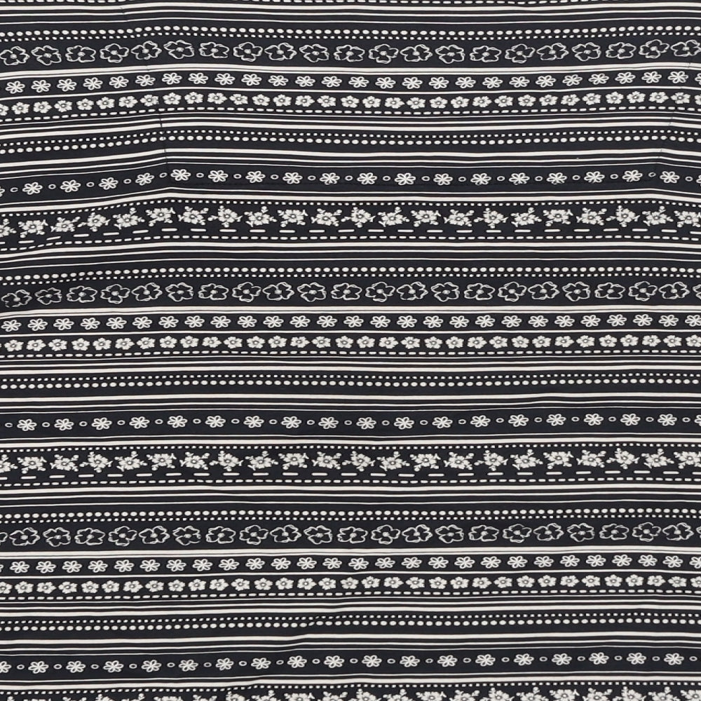DASH Womens Blue Geometric Cotton Basic T-Shirt Size 14 Square Neck