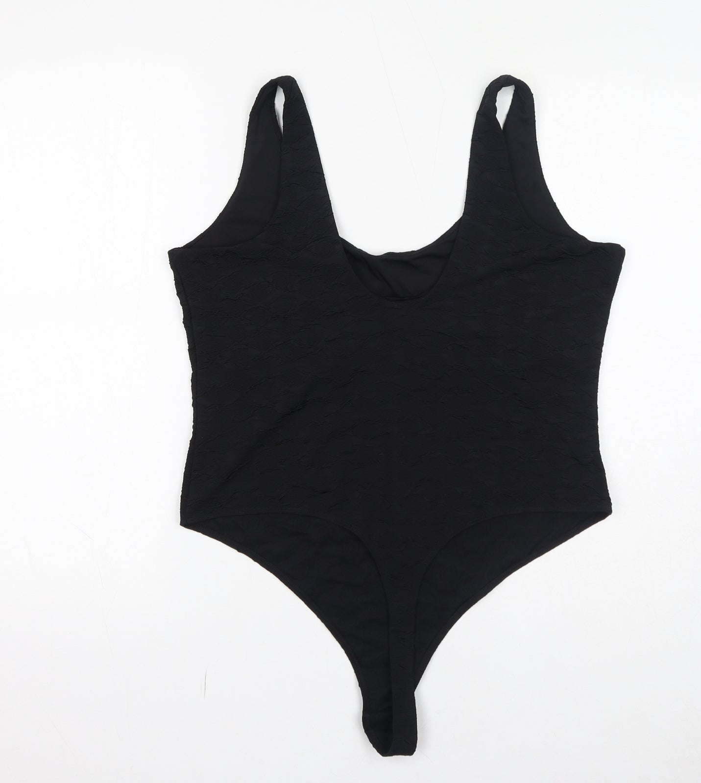 H&M Womens Black Polyester Bodysuit One-Piece Size XL Button