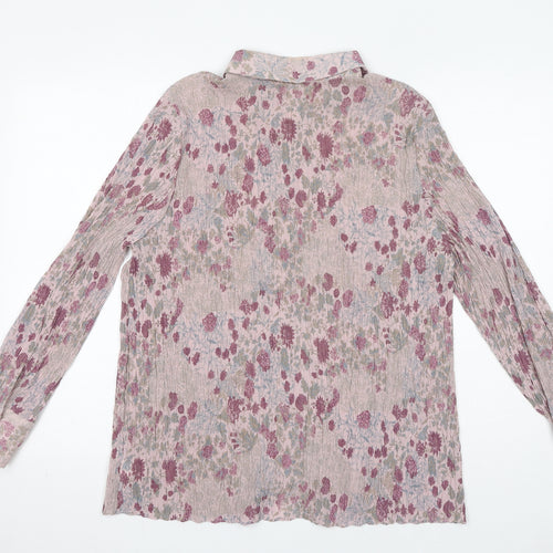 Marks and Spencer Womens Purple Floral Polyester Basic Button-Up Size 20 Collared