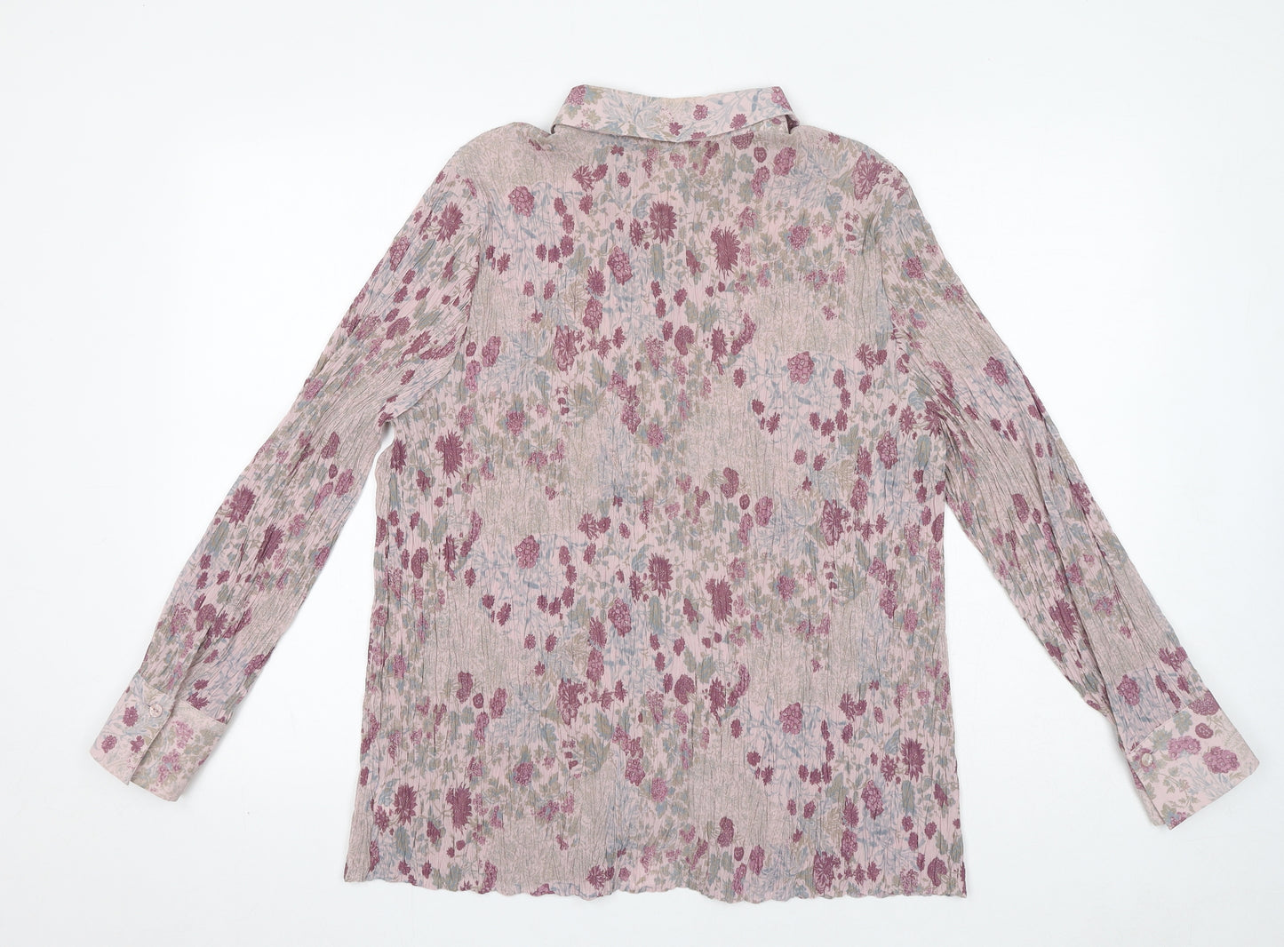 Marks and Spencer Womens Purple Floral Polyester Basic Button-Up Size 20 Collared