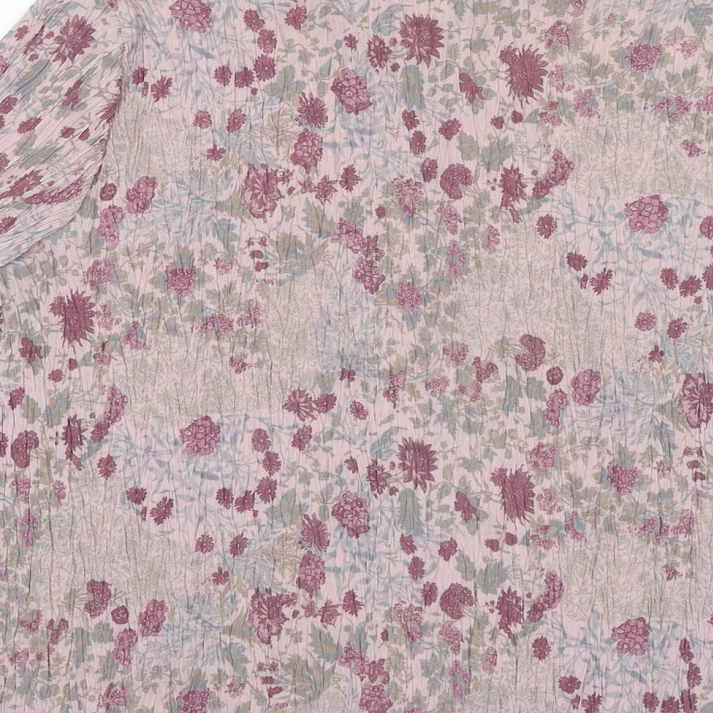 Marks and Spencer Womens Purple Floral Polyester Basic Button-Up Size 20 Collared
