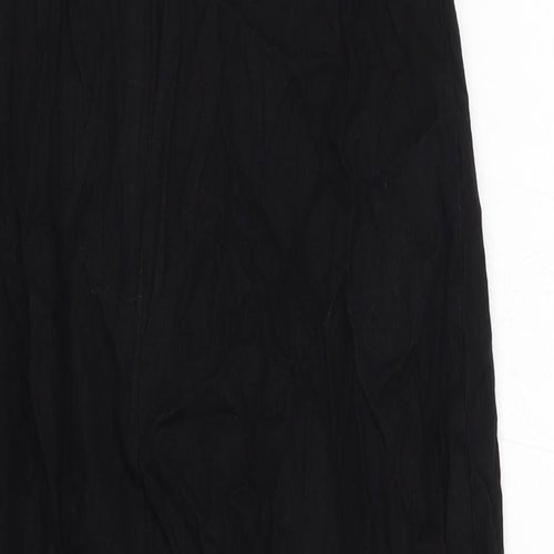 Zara Womens Black Linen Slip Dress Size M V-Neck Zip