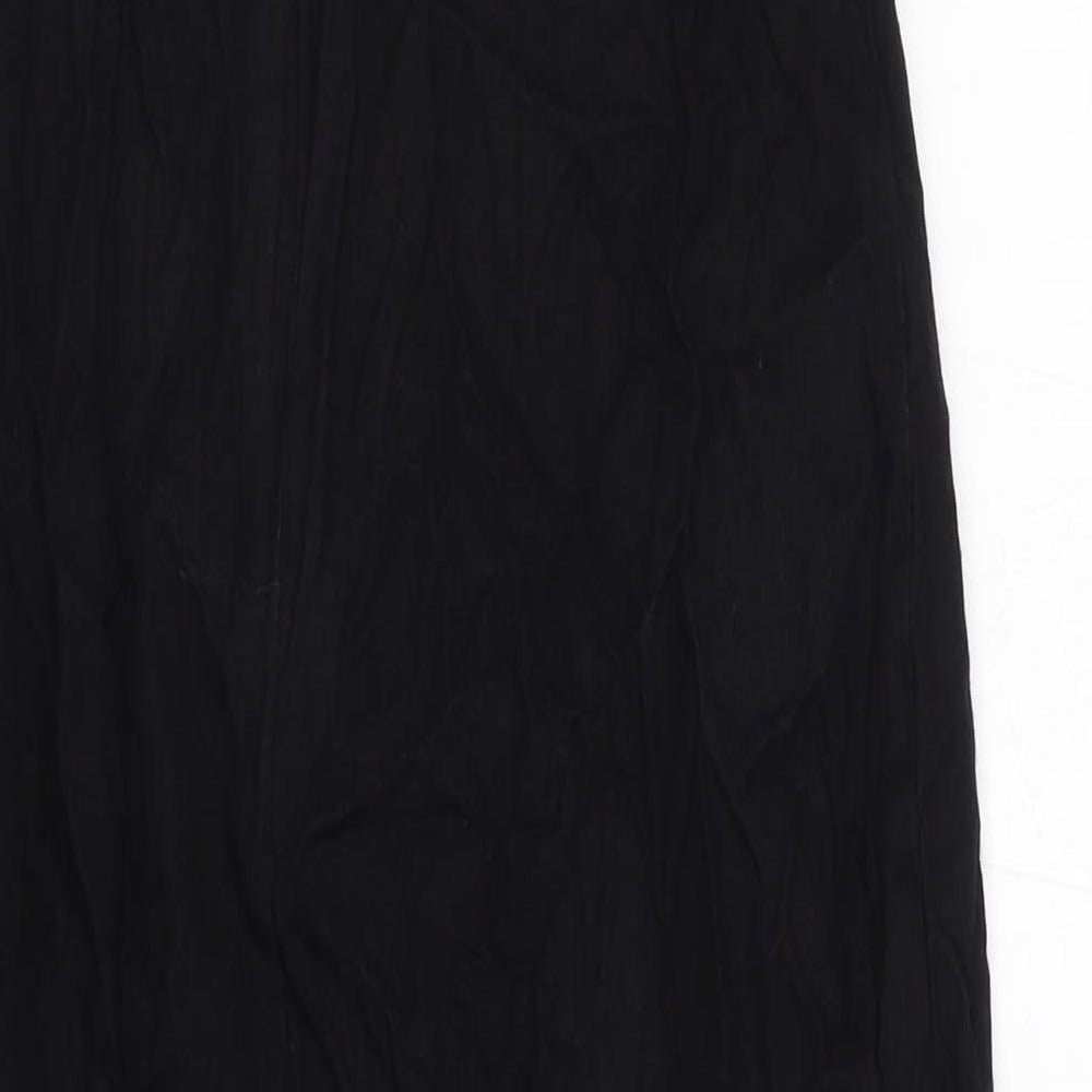 Zara Womens Black Linen Slip Dress Size M V-Neck Zip