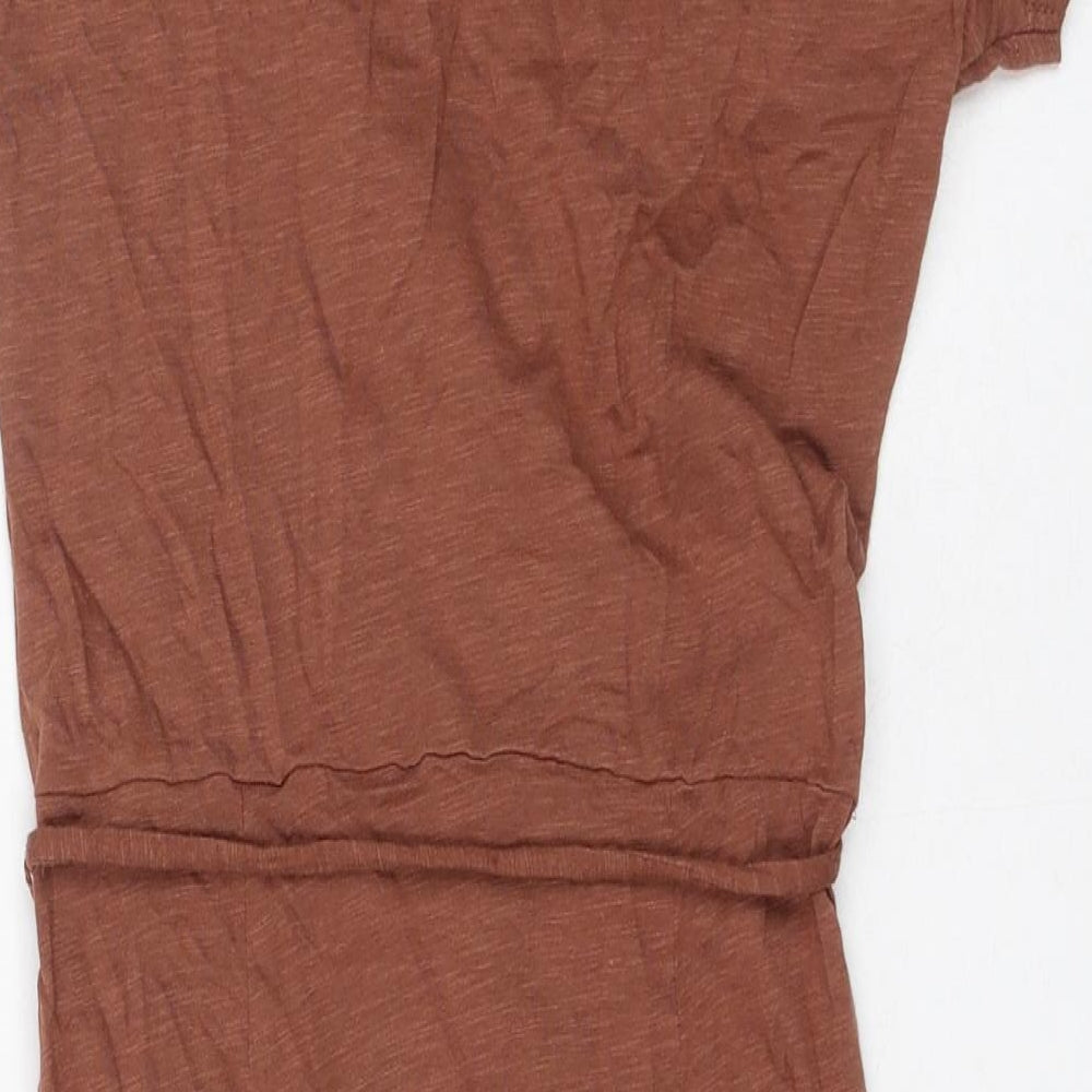 H&M Womens Brown Cotton A-Line Size XS V-Neck Tie
