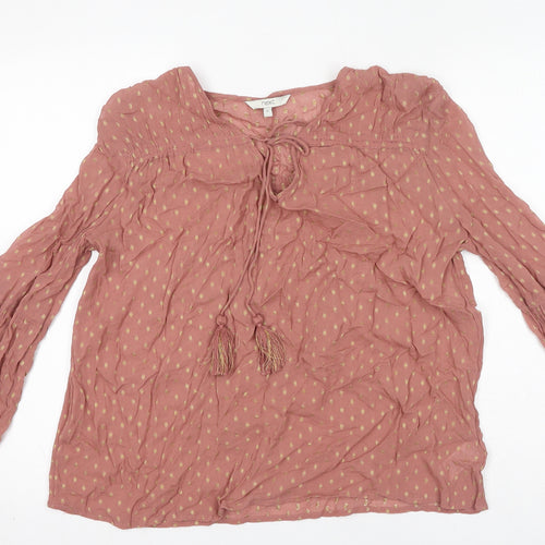 NEXT Womens Pink Polka Dot Viscose Basic Blouse Size 8 V-Neck