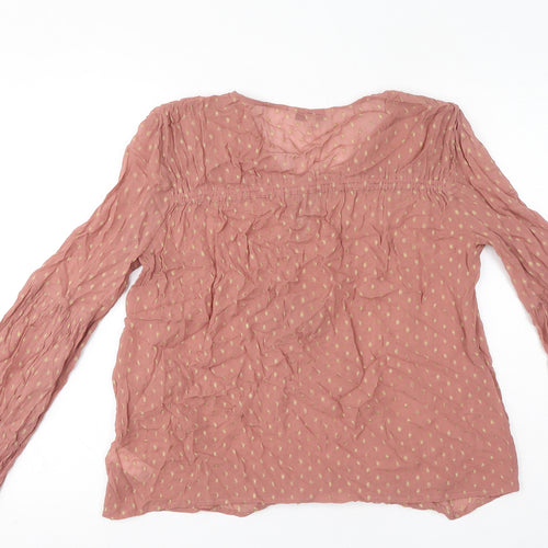 NEXT Womens Pink Polka Dot Viscose Basic Blouse Size 8 V-Neck