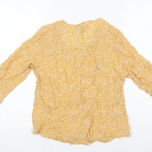 Gap Womens Yellow Geometric Viscose Basic Blouse Size S V-Neck