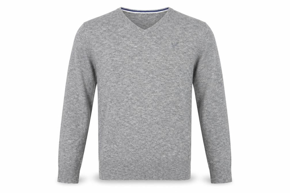 American Eagle Outfitters Mens Grey V-Neck Cotton Pullover Jumper Size M Long Sleeve