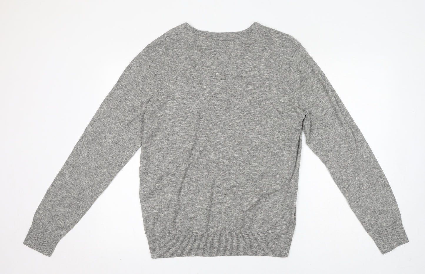 American Eagle Outfitters Mens Grey V-Neck Cotton Pullover Jumper Size M Long Sleeve