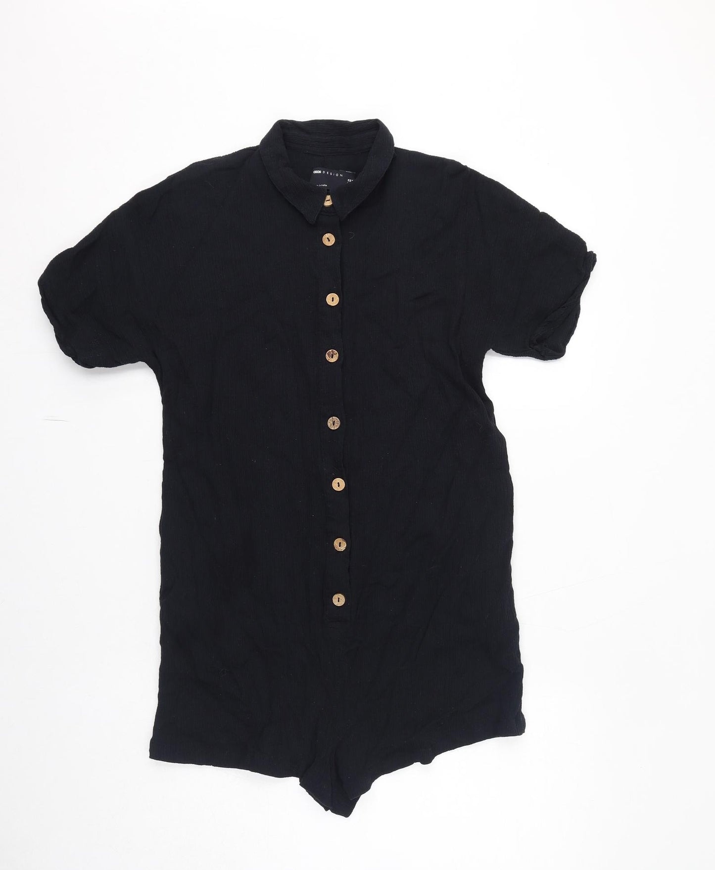 ASOS Womens Black Cotton Playsuit One-Piece Size 10 L3 in Button