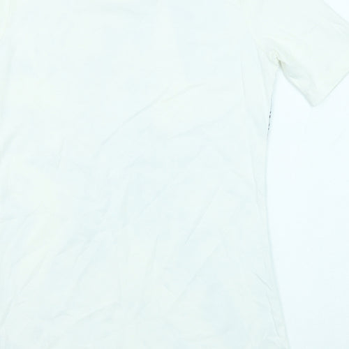 Betty Barclay Womens White Geometric Cotton Basic Blouse Size 10 Scoop Neck