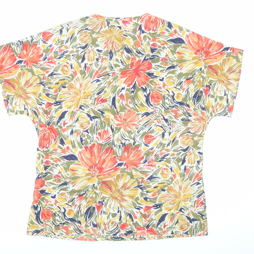 St Michael Womens Multicoloured Floral Polyester Basic Blouse Size 12 Scoop Neck