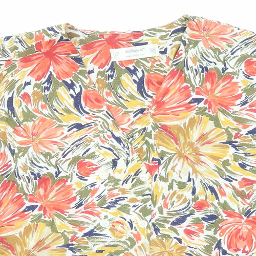 St Michael Womens Multicoloured Floral Polyester Basic Blouse Size 12 Scoop Neck