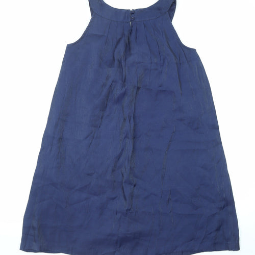 Mini Boden Girls Black Cotton A-Line Size 13-14 Years Round Neck Button - Embellished Neckline Detail