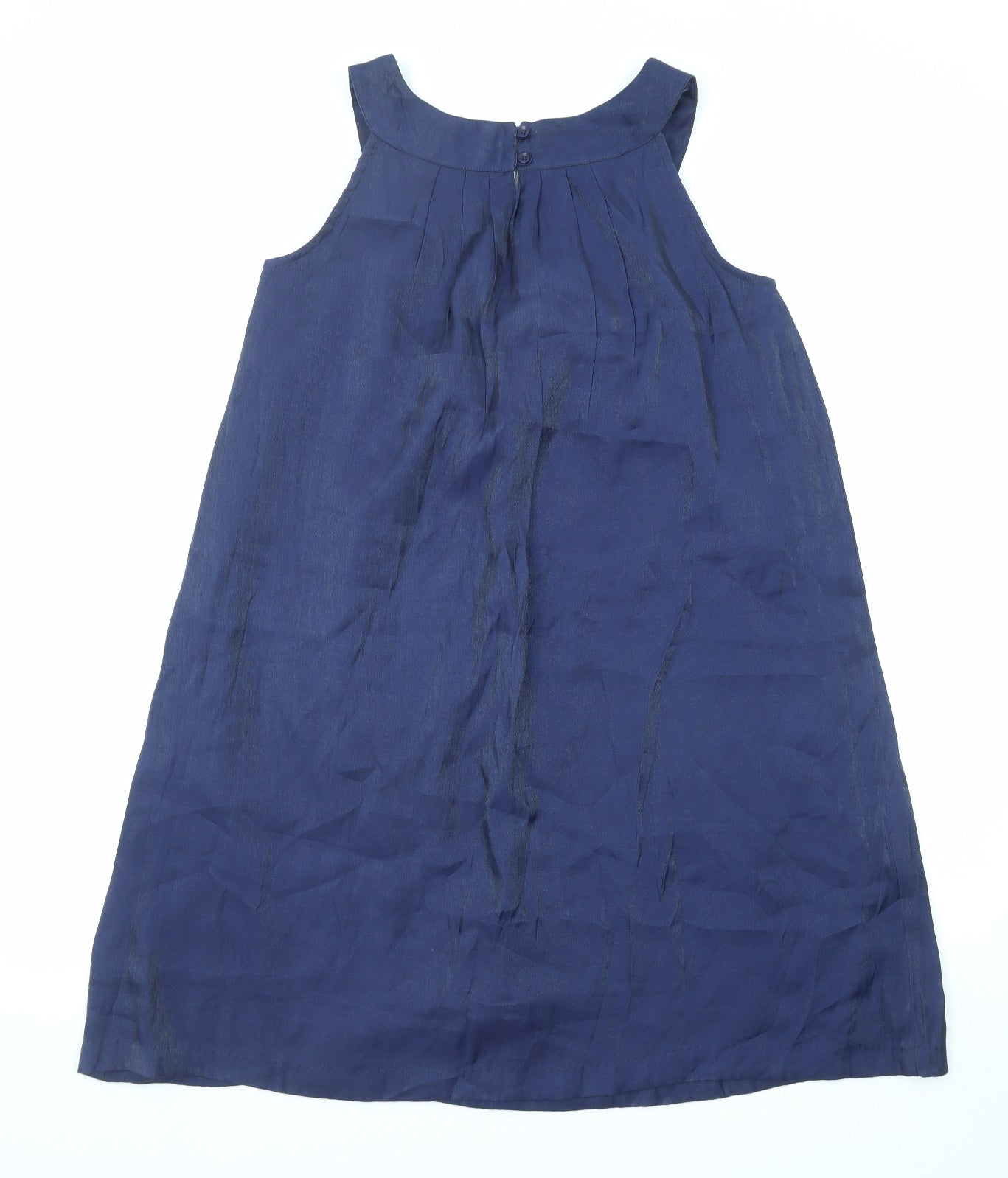 Mini Boden Girls Black Cotton A-Line Size 13-14 Years Round Neck Button - Embellished Neckline Detail
