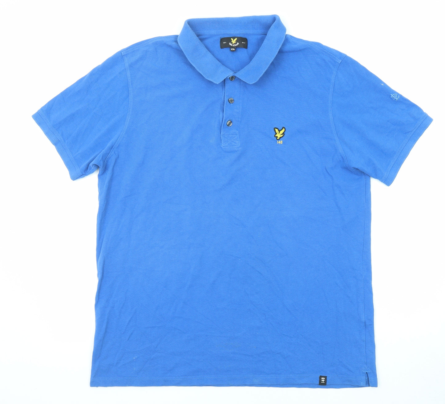 Lyle & Scott Mens Blue Cotton Polo Size 2XL Collared Button