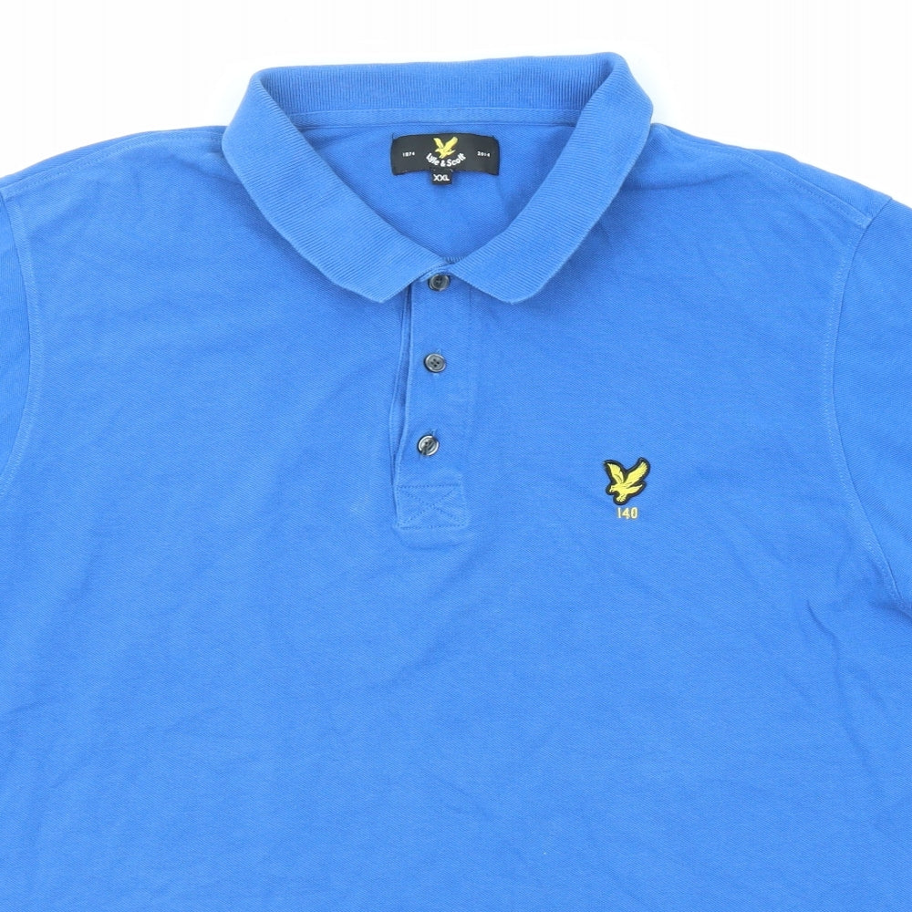 Lyle & Scott Mens Blue Cotton Polo Size 2XL Collared Button