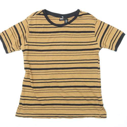 BDG Womens Yellow Striped Cotton Basic T-Shirt Size XS Round Neck