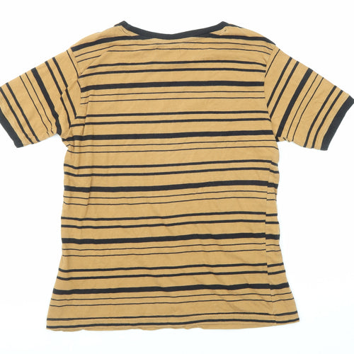 BDG Womens Yellow Striped Cotton Basic T-Shirt Size XS Round Neck
