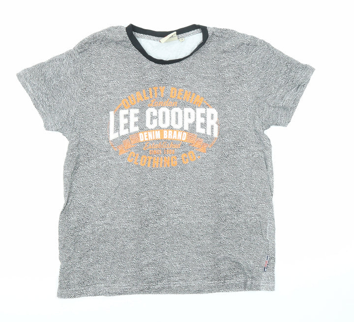 Lee Cooper Boys Grey Cotton Basic T-Shirt Size 13 Years Crew Neck Pullover